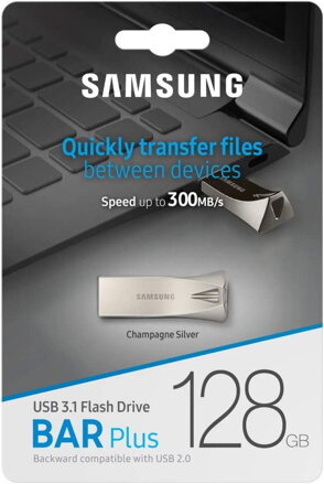 SAMSUNG BAR PLUS USB pendrive 64GB USB 3.1 Champagne Silver 300MB/s