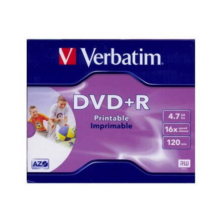 VERBATIM DVD+R Nyomtatható Lemez 16X 4,7GB Normál tokban 1db