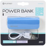 PLATINET POWER BANK LEATHER 5200mAh BLUE + microUSB cable [43409]