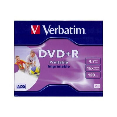Verbatim DVD+R 16x 4,7GB potlačiteľný  jewel case