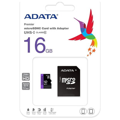Adata Micro SDHC 16GB Premier Class 10+ adapter 50 MB/s