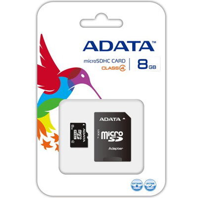 Adata Micro SDHC 8GB Class 4 + adapter