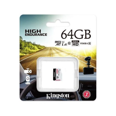 Kingston micro SDXC 64GB  Endurance CL10 A1 95R/45W bez adapteru 