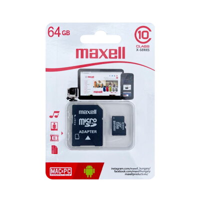 Maxell Micro SDHC 64GB Class 10+ adapter