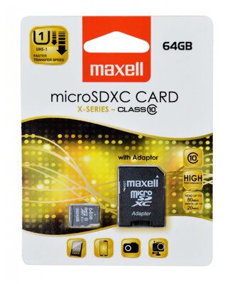 Maxell Micro SDHC 64GB Class 10+ adapter 80MB/s