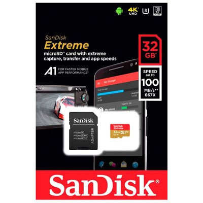 Sandisk Micro SDHC 32GB UHS-I Extreme Mobile 100 MB/s U3 +adapter