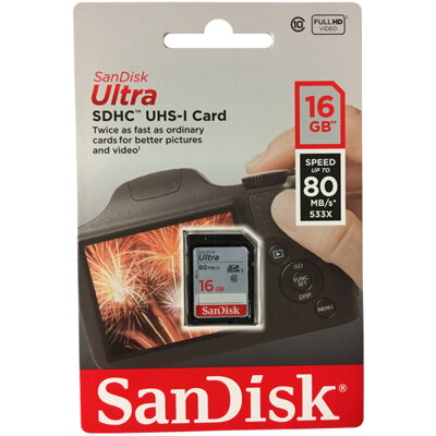 Sandisk SDHC 16GB Ultra 80MB/s Class 10 UHS-I 