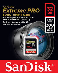 Sandisk SDHC 32GB Extreme Pro 300MB/s UHS-II