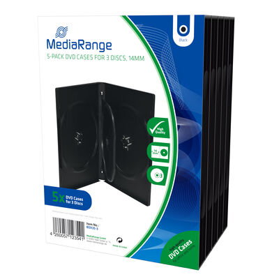Mediarange DVD-Box 14mm for 3 Black *5Pack