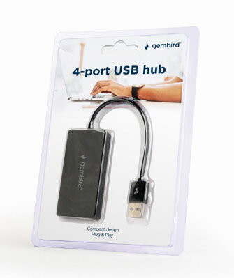 GEMBIRD 4-portový USB rozbočovač, čierny UHB-U2P4-04