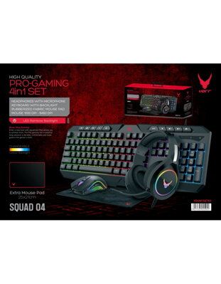 VARR GAMING 4IN1 SET 03 (MOUSE / MOUSEPAD / HEADSET / KEYBOARD) RGB RAINBOW