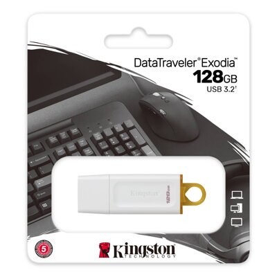 KINGSTON 128GB USB 3.2 Gen1 DataTraveler Exodia White