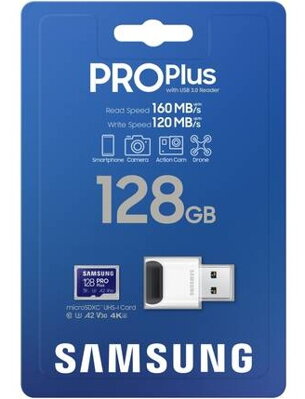 Samsung MicroSDXC 128 GB PRO Plus + USB adaptér
