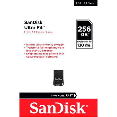 Sandisk USB 256GB Cruzer Ultra Fit 3.1 (130 MB/s)