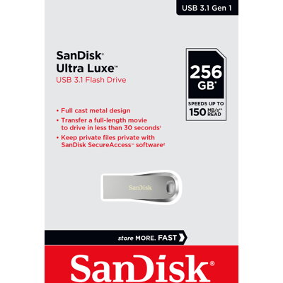 SANDISK ULTRA LUXE USB flash disk 3.1 256GB (150MB/s)