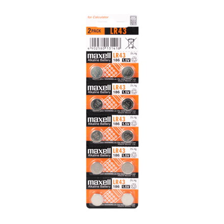 Maxell Alkaline LR 43  2PK