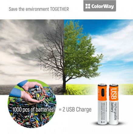 ColorWay újratölthető akkumulátor AAA Type-C 590 mAh 1.5V (2db)