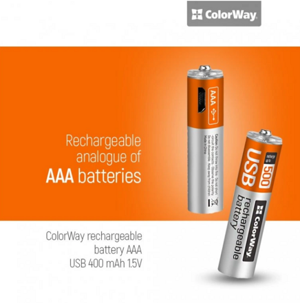 ColorWay nabíjateľné batérie AAA microUSB 400 mAh 1.5V (2ks)