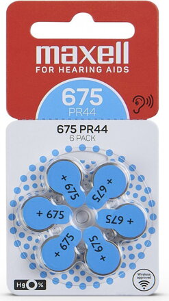 Maxell 675 (PR44) sluchové batérie 1,45V (Zinc Air) 6 ks