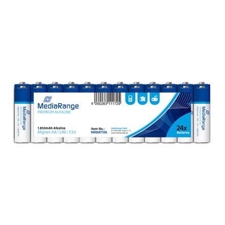 Mediarange Alkaline AA Batteries Mignon 24PK