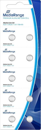 MediaRange Premium Alkaline Coin Cells, AG4|LR626|1.5V, Pack 10