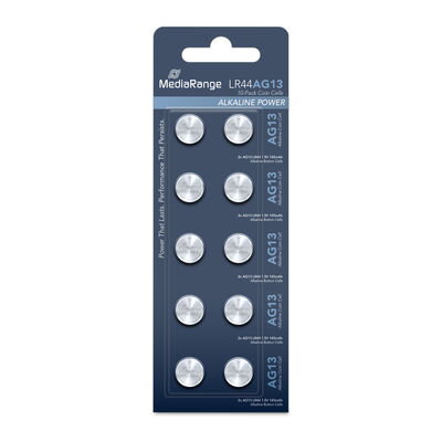 MediaRange Premium Alkaline Coin Cells, AG13|LR44|1.5V, 10PK