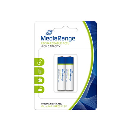 MediaRange Accu AAA HR03 1.2V 1000mAh, 2PK