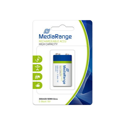 MediaRange nabíjacia batéria NiMH E-Block 300mAh 9V