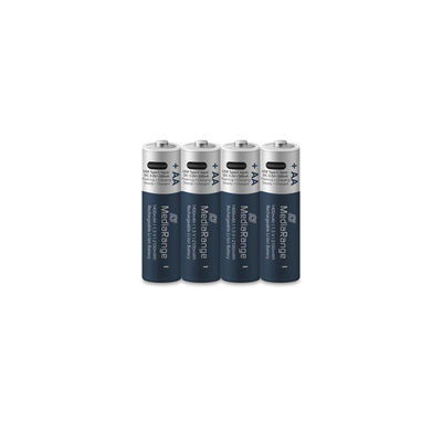 MediaRange nabíjateľné USB-C Li-Ion batérie, Micro AAA I 1,5 V I 500 mAh, 4-balenie