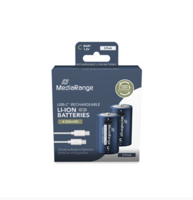 MediaRange nabíjateľné     Baby C batérie USB-C Li-ion, 4.500mWh I 3.000mAh, 2-balenie