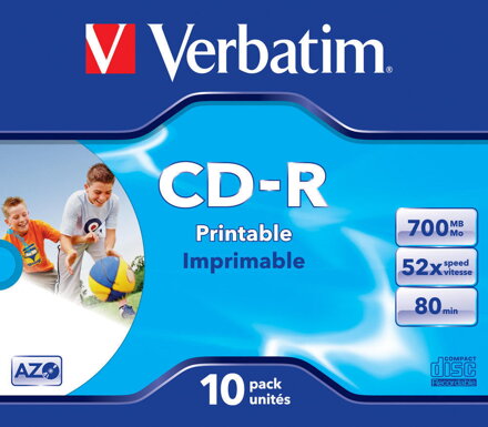 Verbatim CD-R 52x 700MB AZO Print Jewel Case 