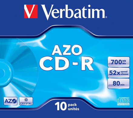 Verbatim CD-R 52X 700MB Crystal AZO Jewel Case 