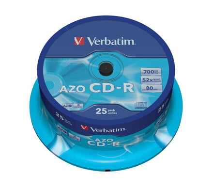 Verbatim CD-R 52X 700MB Crystal AZO Cake 25