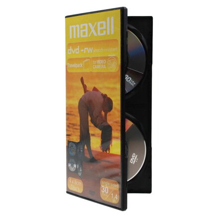 Maxell DVD-RW 4x 8cm 1,4 GB 30min Travelpack 4ks