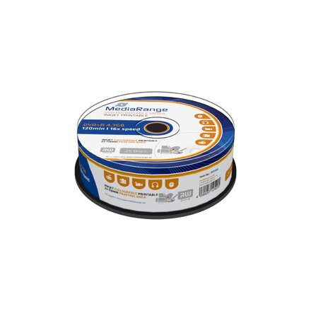 MediaRange DVD+R 16X Printable Cake 25 