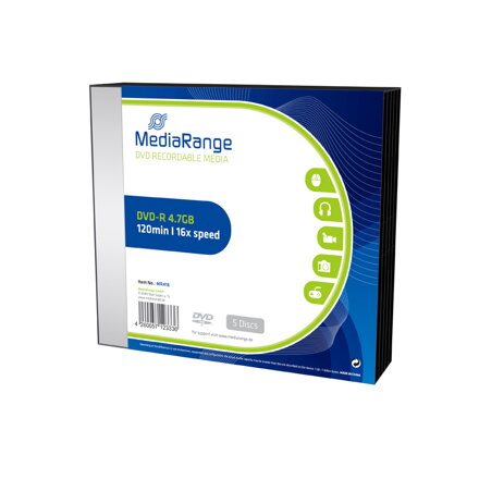 Mediarange DVD-R 16x 4,7GB Slim *5Pack