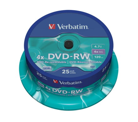Verbatim DVD-RW 4x Matt Silver Cake 25