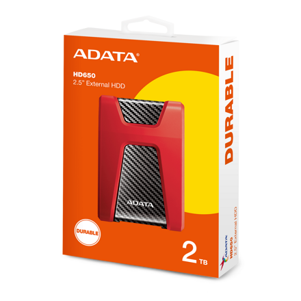 ADATA HD650 Durable externí HDD 2TB 2,5'' USB 3.1 RED