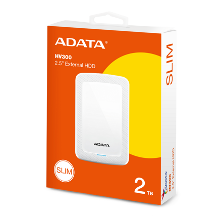 ADATA HV300 externí HDD 2TB 2.5'' USB 3.1, biely