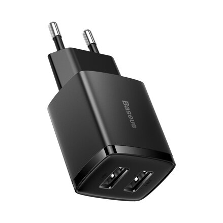 Baseus Kompaktná nabíjačka 2x USB 10,5W čierna