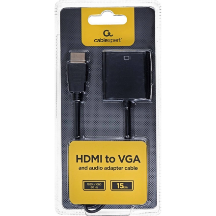Gembird káblový adaptér HDMI typ A na VGA  0,15 m čierny