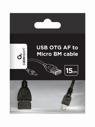 GEMBIRD kábel USB OTG AF na Micro BM, 0,15 m čierny