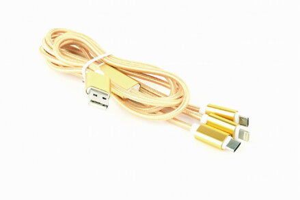 GEMBIRD nabíjací kábel USB 3v1 zlatý 1 m   CC-USB2-AM31-1M-G 
