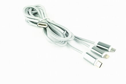 GEMBIRD töltőkábel USB 3v1 ezüst 1 m  CC-USB2-AM31-1M-S 