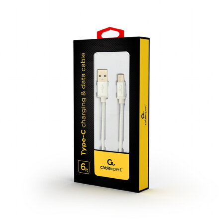 GEMBIRD Type-C USB kábel opletený, strieborný, 1,8 m CCB-mUSB2B-AMCM-6-S