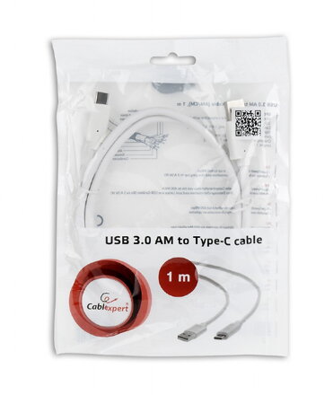 Gembird USB 3.0 kábel to type-C (AM/CM), 1m, biely