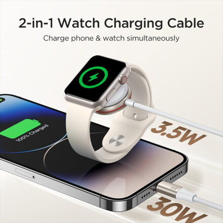 Joyroom 2 az 1-ben vezeték nélküli töltő Apple Watch számára 1,5 m fehér (S-IW012) 