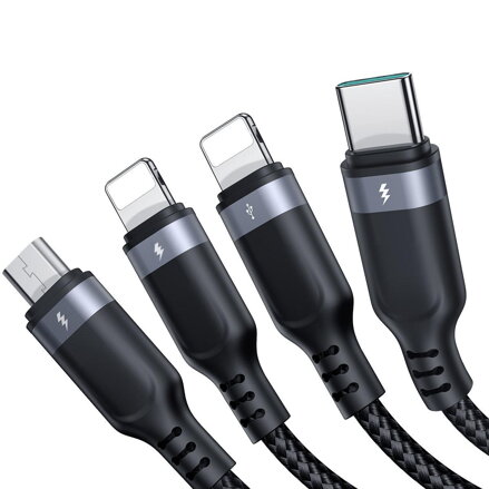 Joyroom nabíjací a dátový kábel USB 4V1 USB-A - USB-C / 2 X LIGHTNING / MICRO 1,2 M  S-1T4018A18 - ČIERNY