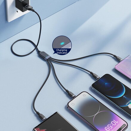 Joyroom nabíjací a dátový kábel USB 4V1 USB-A - USB-C / 2 X LIGHTNING / MICRO 1,2 M  S-1T4018A18 - ČIERNY