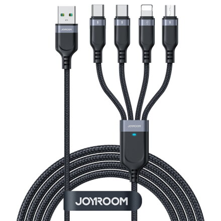 Joyroom nabíjací a dátový kábel USB 4V1, USB-A - 2x USB-C / 1x LIGHTNING / 1x MICRO 1,2 M  S-A18 - ČIERNY
